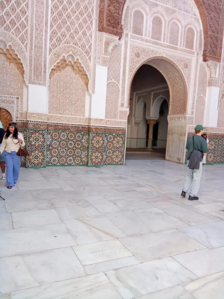 Arched entrance to the prayer hall of Ben Youssef Madrasa